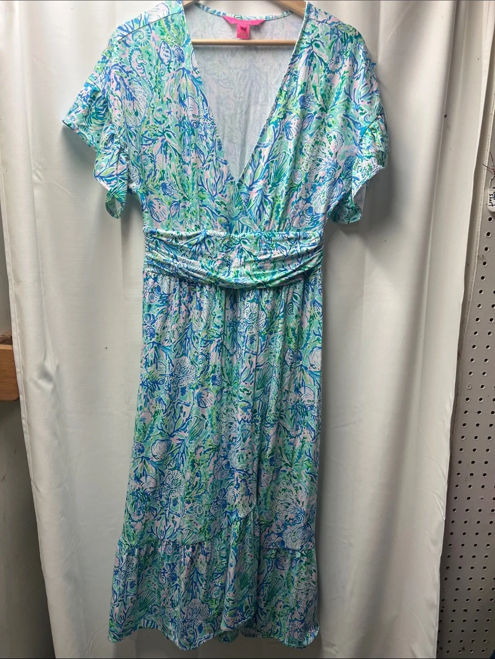 Lilly Pulitzer Pastel Floral V-Neck Midi Dress in Blue, Pink, Green - Picture 2 of 6